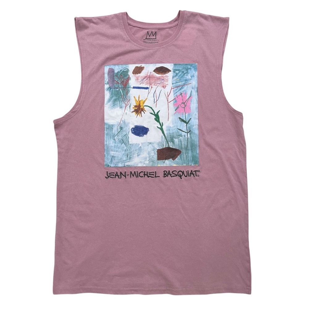 Basquiat Flower Graphic Men's Muscle Tank Top Small NWT